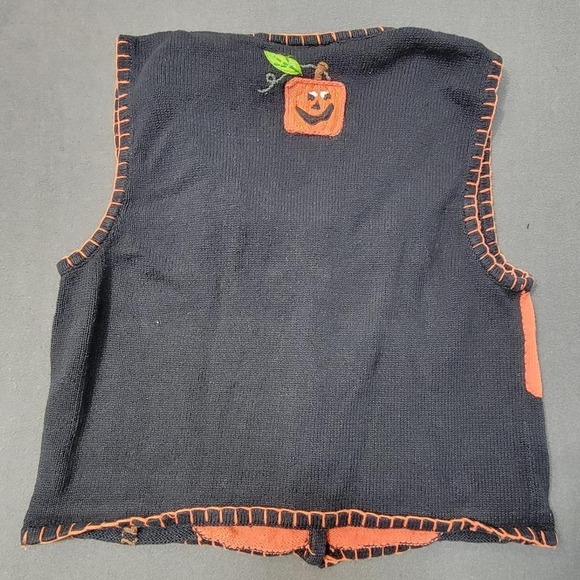 VTG EUC Bobbie Brooks Halloween Pumpkin Sweater Vest Womens XL Jack O Lantern - Picture 5 of 6